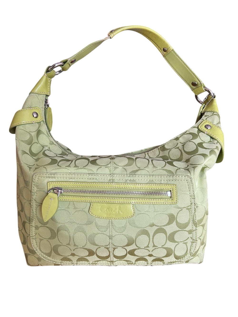 Coach Light Green Signature Penelope Y2K monogram shoulder bag